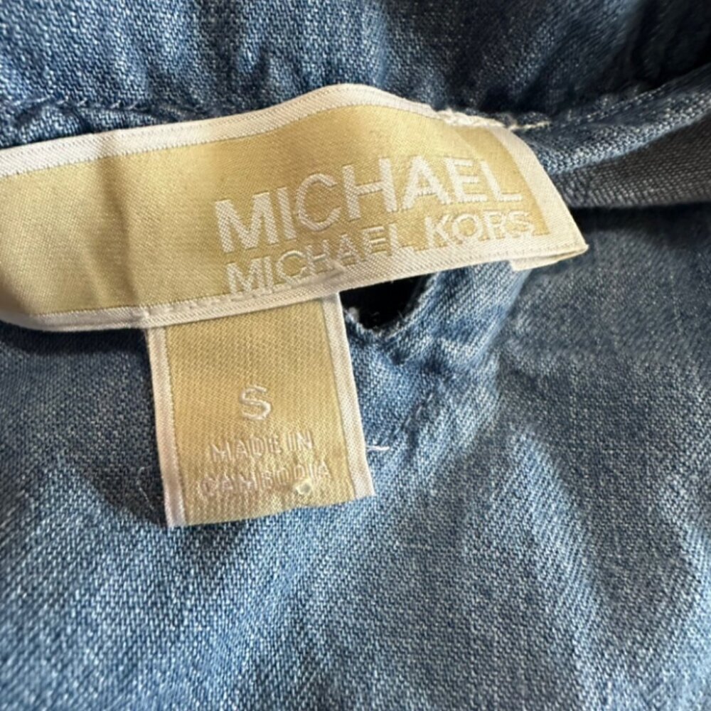 MICHAEL Michael Kors Tie Sleeve Split Neck Blouse Size Small​​​​ - Picture 9 of 9